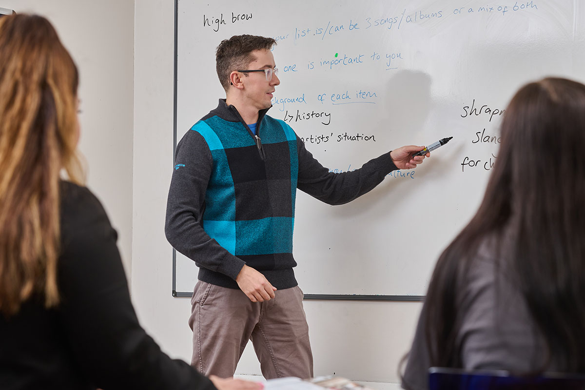 Teacher with older students